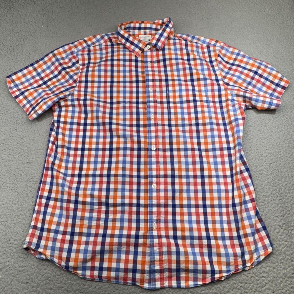 Old Navy Shirt Mens XL Plaid Short Sleeve Slim Fit Classic Button Down Casual